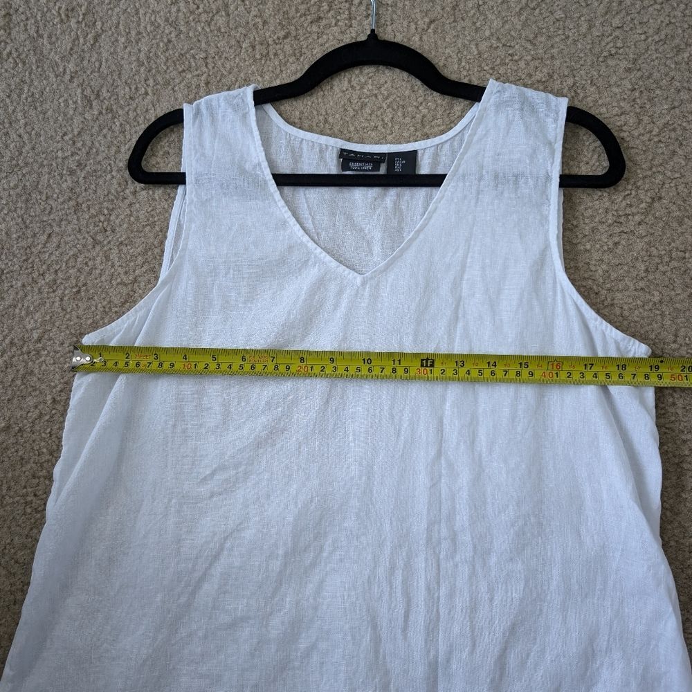Tahari Essentials 100% Linen Lightweight Flowy V-neck Tank Top - Picture 14 of 14